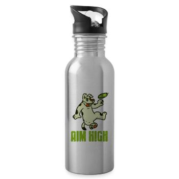 Aim High Retro Vintage Awesome Dog Training - Water bottle with straw - silver - Right