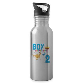 Parasaurolophus Kids Design Dinosaurs - Water bottle with straw - silver - Right