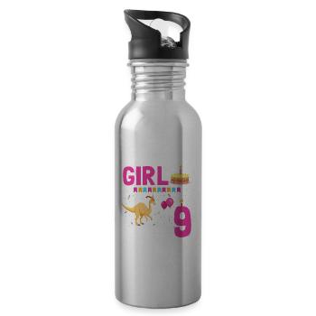 Parasaurolophus Girls Design Birthday Party - Water bottle with straw - silver - Right