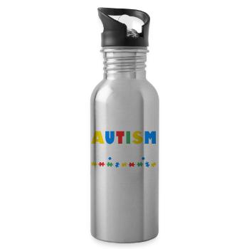 Autism Awareness Accept Understand Love Rainbow - Trinkflasche mit integriertem Trinkhalm - Lightsilver - Rechts
