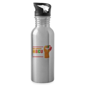 Melanated And HBCU Educated Black History College - Water bottle with straw - silver - Right