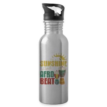 I Just Love Sunshine & AFROBEAT Cool Retro Designs - Trinkflasche mit integriertem Trinkhalm - Lightsilver - Rechts