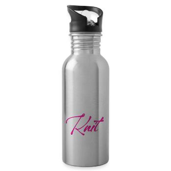 Can't Work Today I Have To Knit Funny Retro - Water bottle with straw - silver - Right