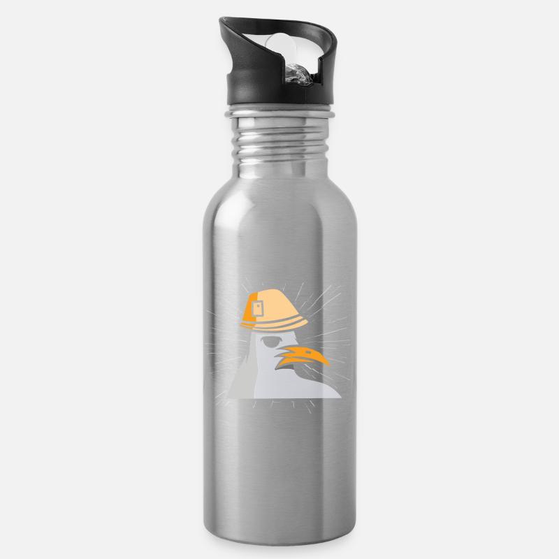 Moin Digga Möwe Norddeutsch Plattdeutscher Spruch - Trinkflasche mit integriertem Trinkhalm - Lightsilver