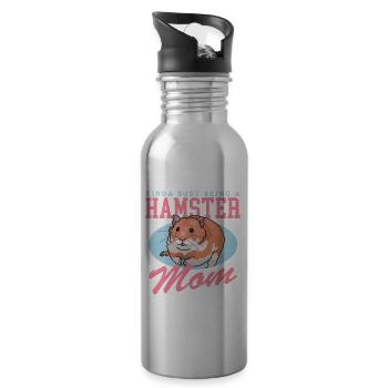 Hamster Maman | Hamster nain Cadeau de hamster doré - Gourde avec paille intégrée - argent clair - Droite