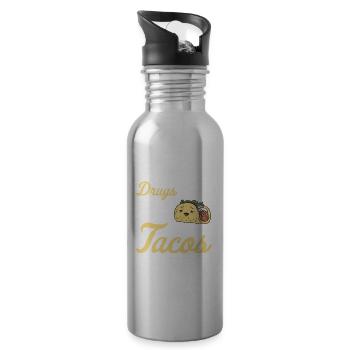 Taco Mexican Food Mexico Tortilla Burrito - Water bottle with straw - silver - Right