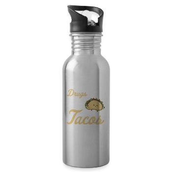 Taco Mexican Food Mexico Tortilla Burrito - Water bottle with straw - silver - Right