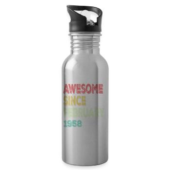 Awesome since February 1958 - Water bottle with straw - silver - Right