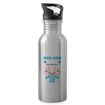 Schneemobil Design für Skidoofahrer Geburtstag - Trinkflasche mit integriertem Trinkhalm - Lightsilver - Rechts