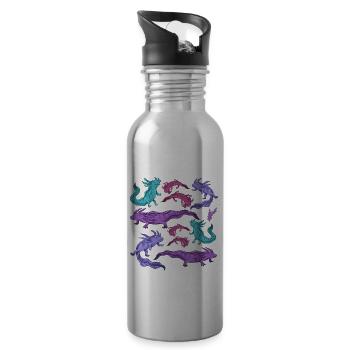 Axolotl Awesome Cute Salamander Kawaii Tier Kunst - Trinkflasche mit integriertem Trinkhalm - Lightsilver - Rechts