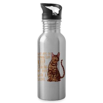 Cat Toilet Cat Holder Motif for Cat Owners - Water bottle with straw - silver - Right