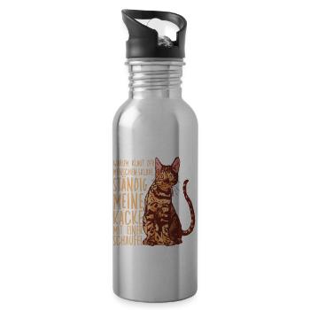 Motif de propriétaire de chat amusant pour les fans de chats - Gourde avec paille intégrée - argent clair - Droite