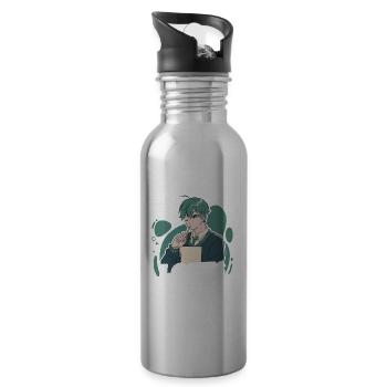 I Love Anime Japan Manga Cosplay Nerd Gift - Water bottle with straw - silver - Right