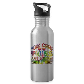 The Cool Twins Just Showed Up 20 - Water bottle with straw - silver - Right