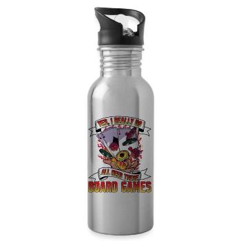 Yes, I Really Do All Need These Board Games 4 - Water bottle with straw - silver - Right