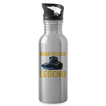 Walze Legende Strassenbauer - Trinkflasche mit integriertem Trinkhalm - Lightsilver - Rechts
