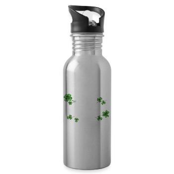 Shamrock St. Patrick's Day I'm Lucky - Trinkflasche mit integriertem Trinkhalm - Lightsilver - Rechts