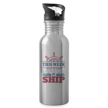 lustiger Kapitän Spruch Schifffahrt Meer - Trinkflasche mit integriertem Trinkhalm - Lightsilver - Rechts