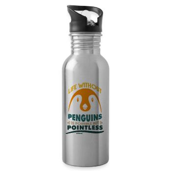 La vie sans pingouins est possible mais inutile - Gourde avec paille intégrée - argent clair - Droite