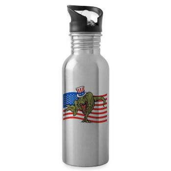 4th of July USA Flag Amerisaurex - Trinkflasche mit integriertem Trinkhalm - Lightsilver - Rechts