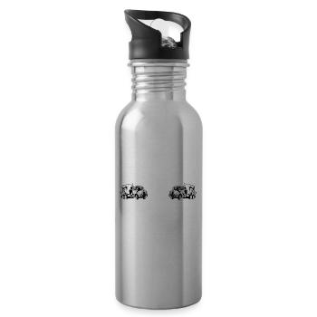 Truck mixer construction site cement - Water bottle with straw - silver - Right