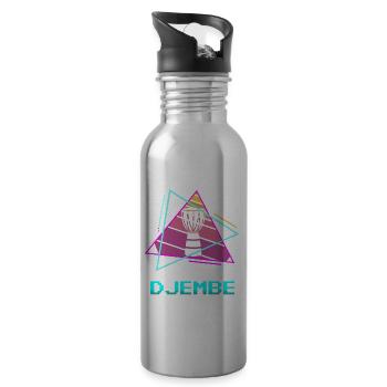 Retro Vintage Classic Djembe Player Instrument - Water bottle with straw - silver - Right