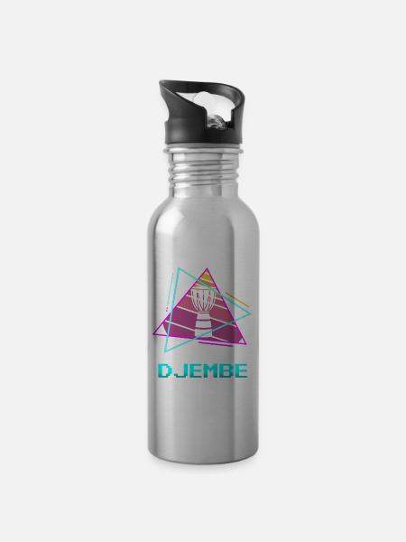 Retro Vintage Classic Djembe Player Instrument - Trinkflasche mit integriertem Trinkhalm - Lightsilver