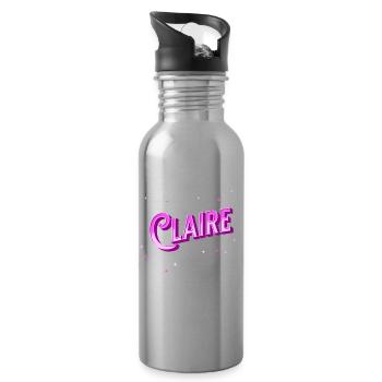 Claire nom personnalisé - Gourde avec paille intégrée - argent clair - Droite