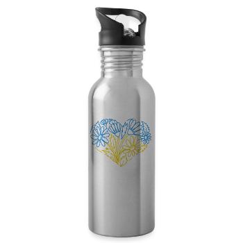 Stand with Ukraine Peace No War - Water bottle with straw - silver - Right