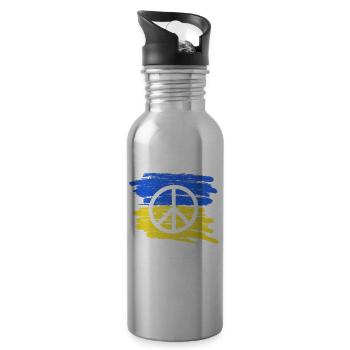 Soutenez l’Ukraine, la paix et non la guerre - Gourde avec paille intégrée - argent clair - Droite