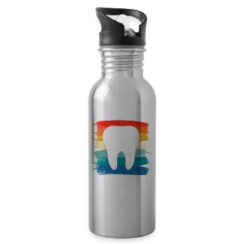 Retro Vintage Classic Dentist Dentistry - Water bottle with straw - silver - Right