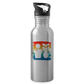 Retro Vintage Classic Gardener Gardening - Water bottle with straw - silver - Right