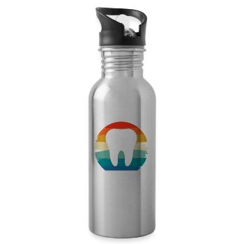 Retro Vintage Classic Dentist Dentistry - Water bottle with straw - silver - Right