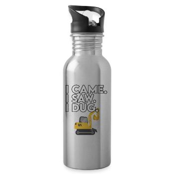 Funny Excavator Gift - Water bottle with straw - silver - Right