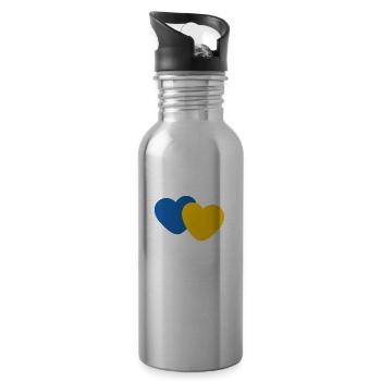 Stand with Ukraine Peace No War - Trinkflasche mit integriertem Trinkhalm - Lightsilver - Rechts
