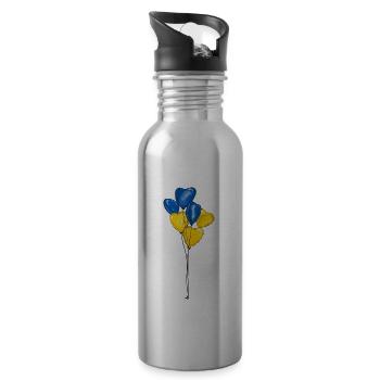 Soutenez l’Ukraine, la paix et non la guerre - Gourde avec paille intégrée - argent clair - Droite