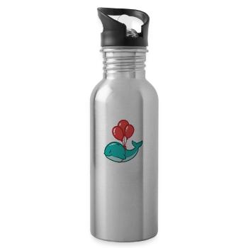 Whale for children and babies - Water bottle with straw - silver - Right