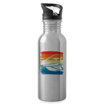 Retro Vintage Classic Pilot Aviation - Trinkflasche mit integriertem Trinkhalm - Lightsilver - Rechts
