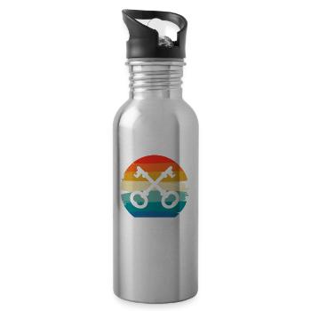 Retro Vintage Classic Locksmith Locksmithing - Water bottle with straw - silver - Right