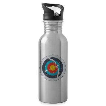 Bogenschießen Herzschlag Pfeil & Bogen Geschenk - Trinkflasche mit integriertem Trinkhalm - Lightsilver - Rechts