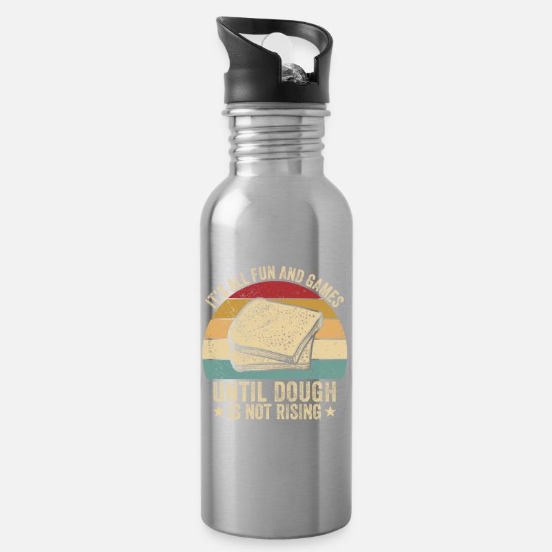 Lustiger Brotbacken-Bäcker - Trinkflasche mit integriertem Trinkhalm - Lightsilver