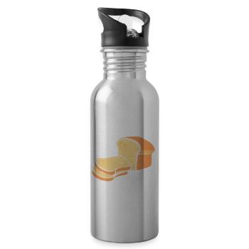 Lustiger Brotbacken-Bäcker - Trinkflasche mit integriertem Trinkhalm - Lightsilver - Rechts