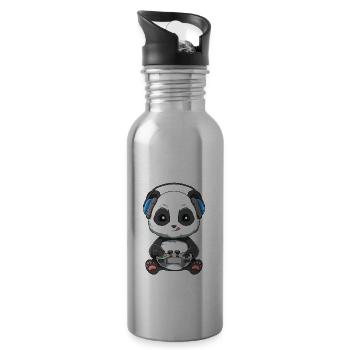 Gaming Baby Panda - Lustiges Videospiele Zocken - Trinkflasche mit integriertem Trinkhalm - Lightsilver - Rechts