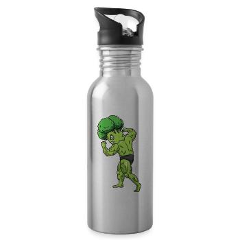 Brokkoli Fitness Fitnessstudio Motivation - Trinkflasche mit integriertem Trinkhalm - Lightsilver - Rechts