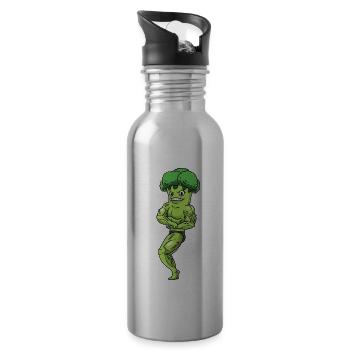 Brokkoli Fitness Fitnessstudio Motivation - Trinkflasche mit integriertem Trinkhalm - Lightsilver - Rechts