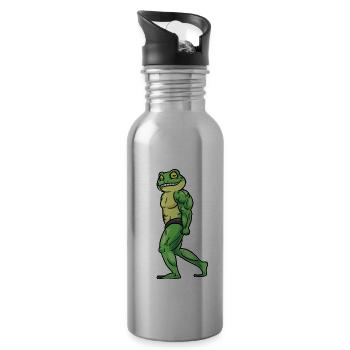 Frog Fitness Gym Motivation - Water bottle with straw - silver - Right