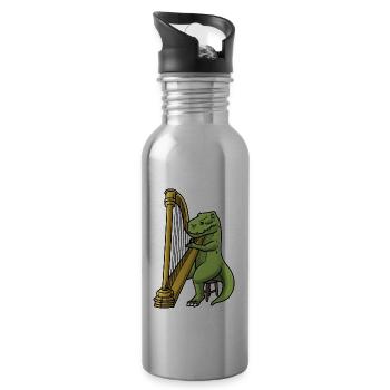 Dinosaurier Harfe Instrument Orchester - Trinkflasche mit integriertem Trinkhalm - Lightsilver - Rechts