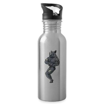 Rhino Fitness Gym Motivation - Water bottle with straw - silver - Right