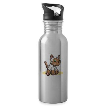 Siamkatze Katze Mädchen - Trinkflasche mit integriertem Trinkhalm - Lightsilver - Rechts