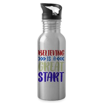 Believing Is A Great Start - Trinkflasche mit integriertem Trinkhalm - Lightsilver - Rechts